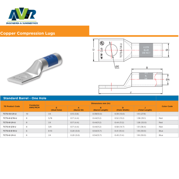 CONECTOR DE COMPRESION #6- 1/4-U, REF: TCTL-6-1/4-U, MARCA TE - Imagen 2